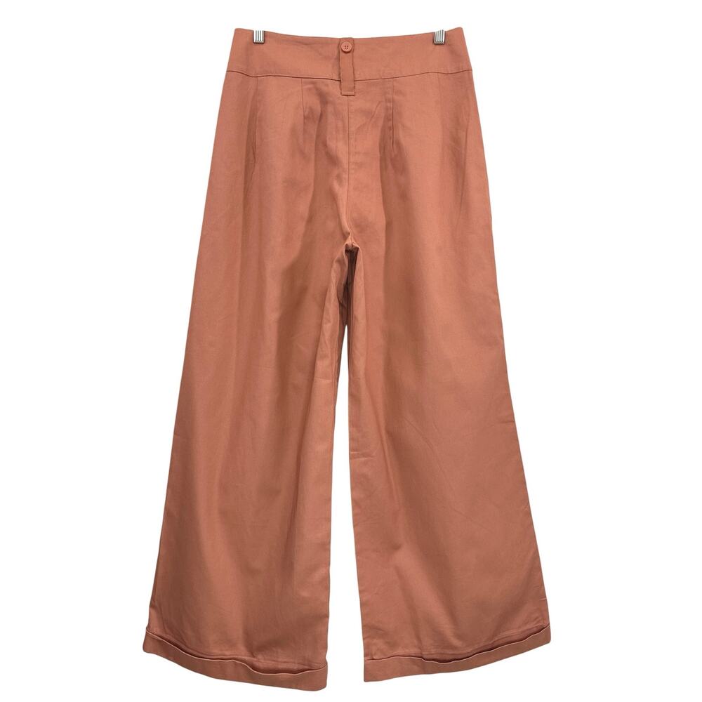 Anthropologie Tiny Ulysses Wide Leg Pants Rust Cotton Poplin High Rise NWT Sz L - Picture 4 of 13